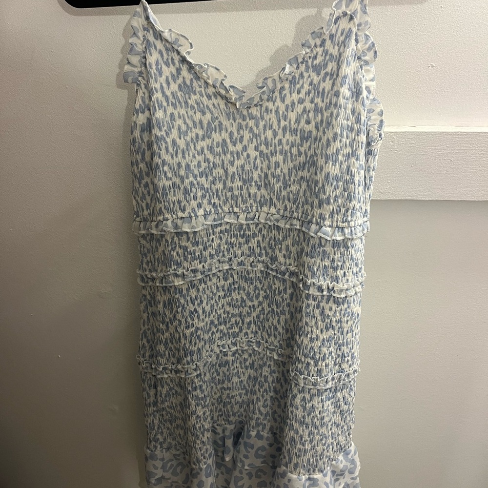 Blue and white cheetah dress